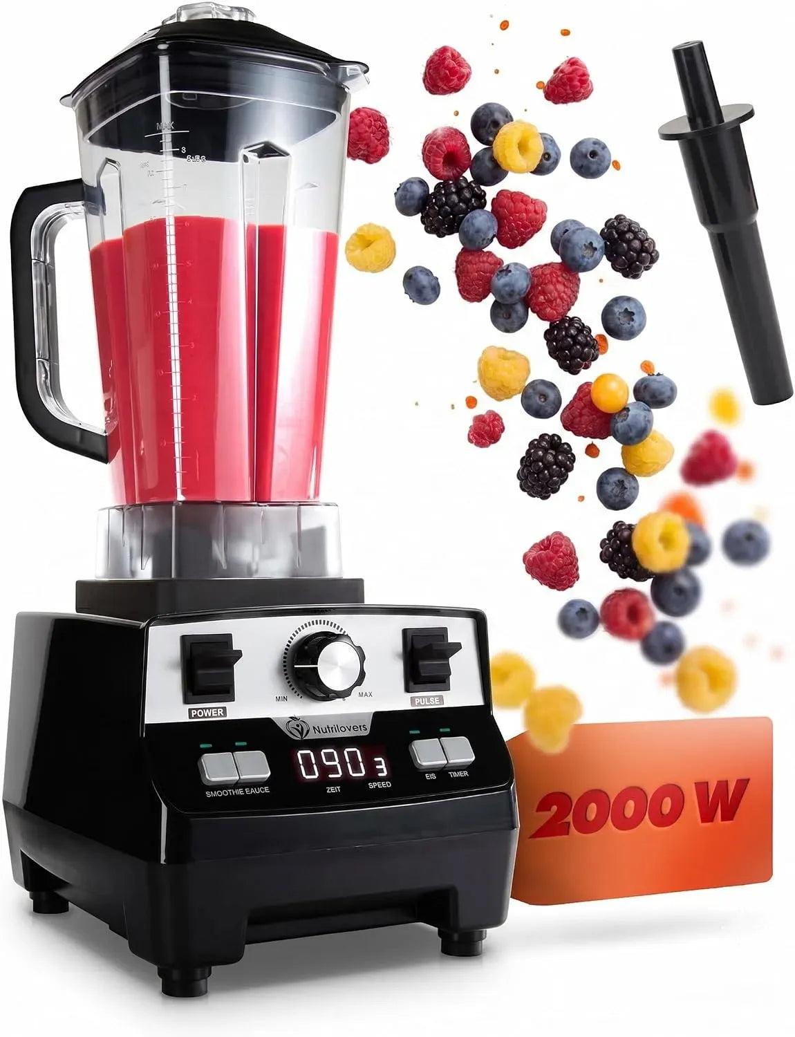 Frullatore, 2 L, 2000 W, NUTRI-BLENDER MAX, timer, timer digitale, 9 vel, 2L Tritan, senza BPA
