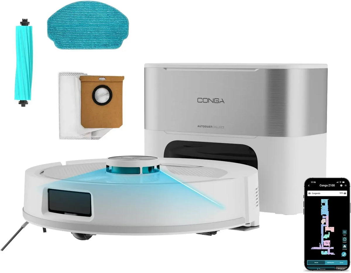 Cecotec Y80 240min Robot aspirapolvere, 3 L, Wi-Fi, Bluetooth, Autonomia Eco, 25000Pa, Base Autosvuotante 3L, 1 Panno