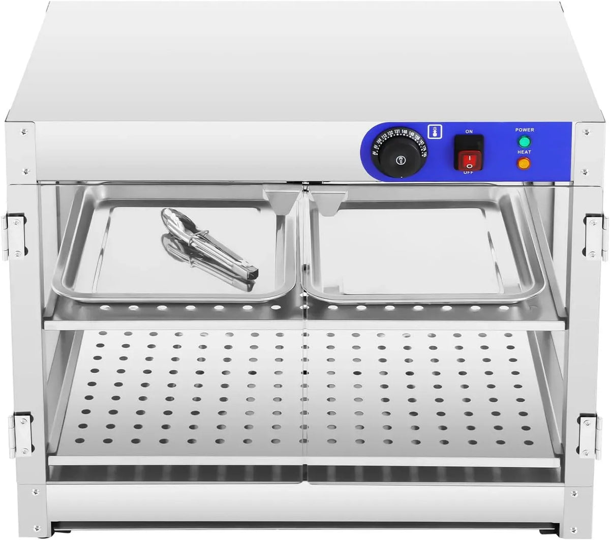 bancone caldo, sala da pranzo commerciale, 2 ripiani Gastro, 800 W, temperatura regolabile 30 ~ 85 °C, vetrina calda