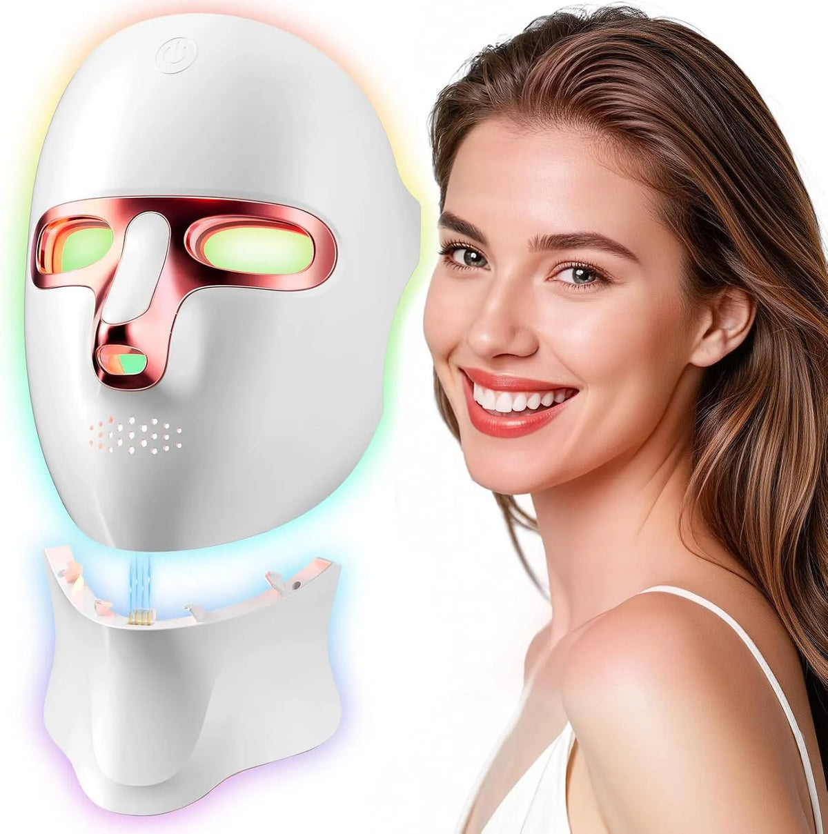 ricaricabile tramite USB C, Maschera per terapia della luce rossa per viso e collo, per maschera a infrarossi per casa, terapia della luce del viso a