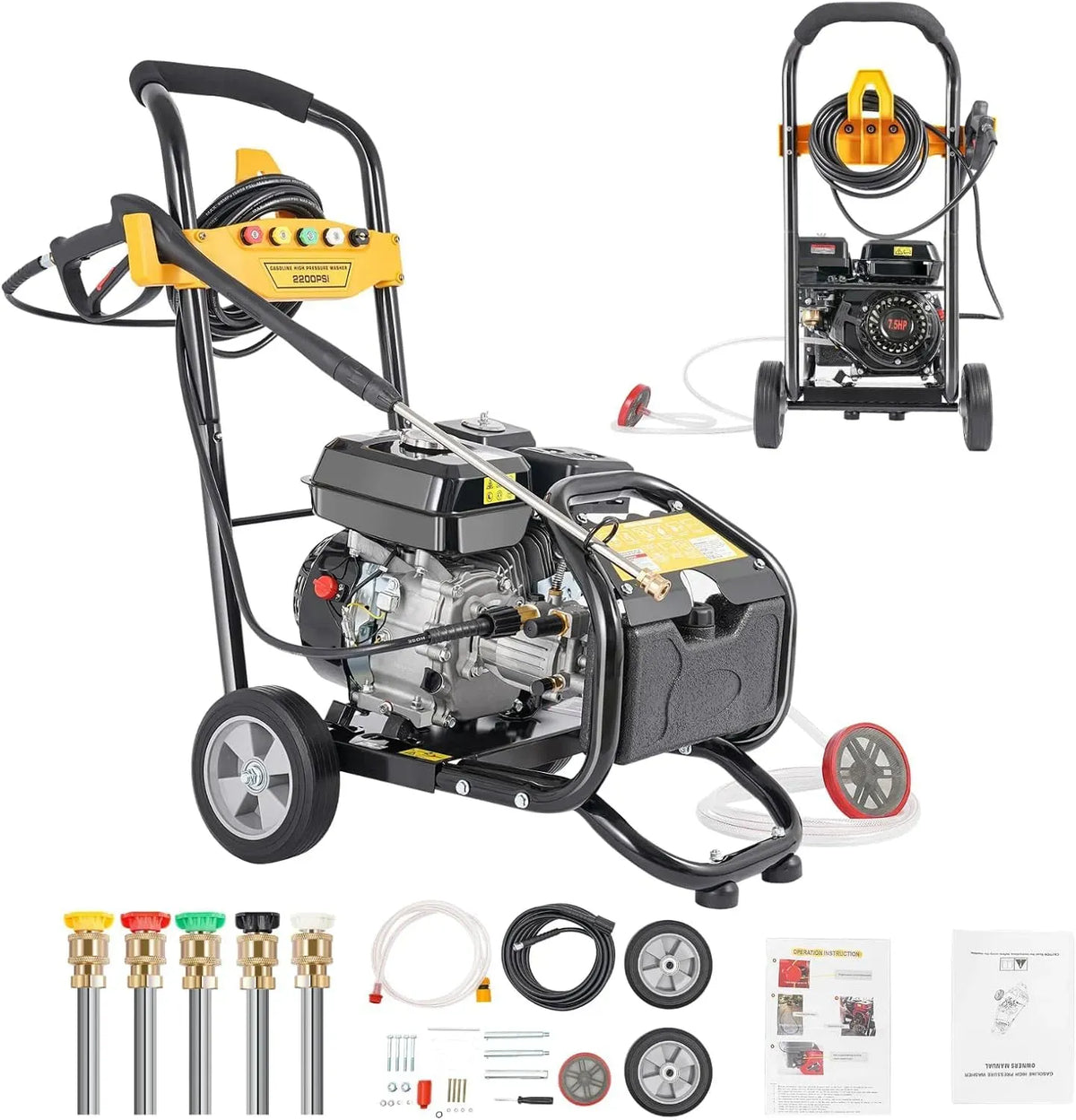Idropulitrice, portatile, professionale, professionale 150 Bar con 5 Ugelli, ad alta pressione portatile per Auto, Portatile 2200PSI