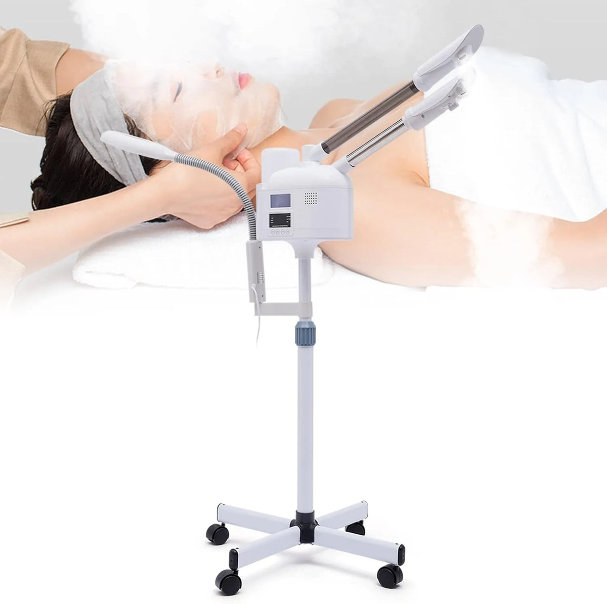 per saloni di bellezza, sauna facciale con lente d'ingrandimento a LED e lente d'ingrandimento, per casa, Vapore facciale 3 in 1, 750 W, studio, ecc