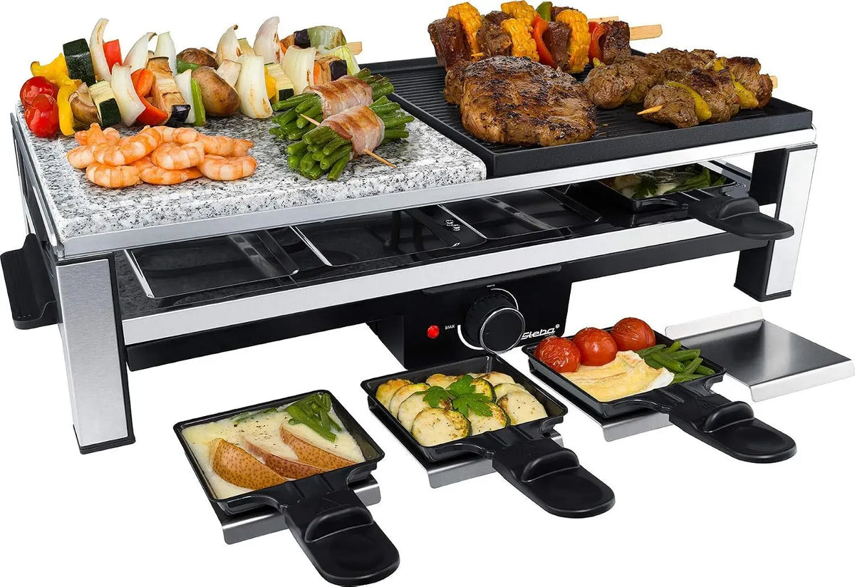 Padella grill RC 108, 25 x 25 cm, 2000 W, rivestimento antiaderente, 8 padelle antiaderenti, cavo di collegamento da 2,0 m, 8 ripiani