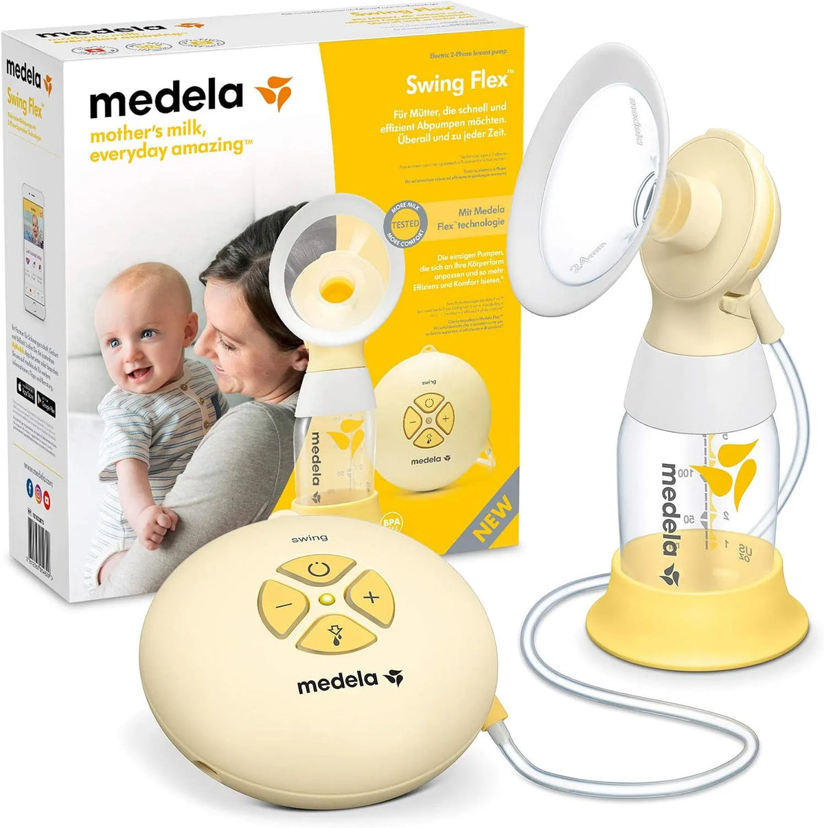 Tiralatte 2-Phase, pompa tiralatte, portatile, Coppe PersonalFit Flex e Tecnologia Medela Expression, Design Compatto e Portatile