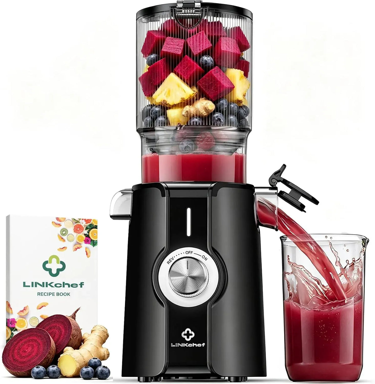 estrattore di succo e spremiagrumi, juicer, 1,2 L, 200 W, 115 mm, per frutta e verdura