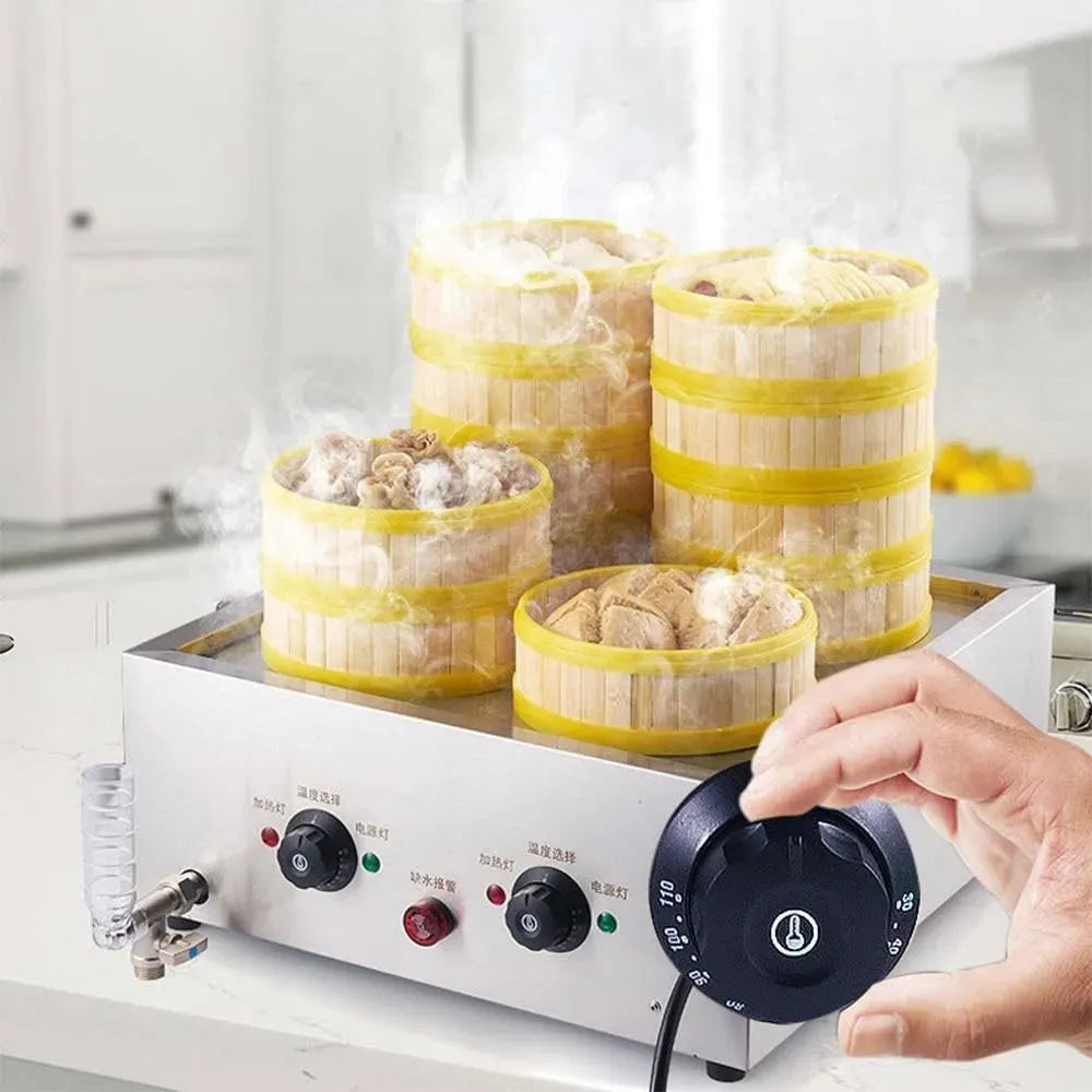 A 4 Vaporiera Elettrica Fori per Panini, Allarme di Ebollizione A Secco, per Cuocipane Professionale per Alimenti, Negozi E Mense, Adatta per Uso