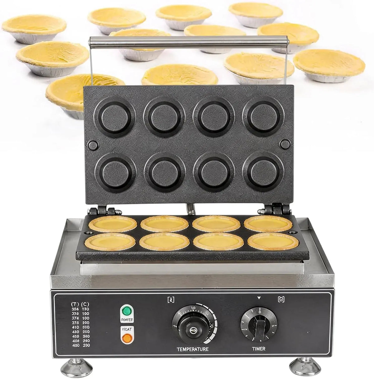 Macchina per Torte, 1550 W, 50 a 300 °C, timer, professionale, funzione riscaldante, per Gusci di Torta all'Uovo 1550W