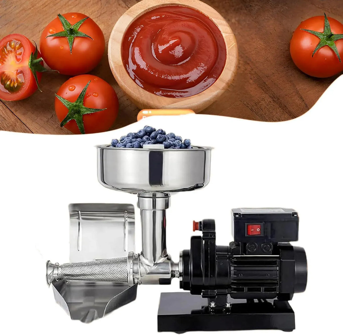 Macchina per marmellate, estrattore di succo e spremiagrumi, 450 W, acciaio inox, per Alimenti con Imbuto e trogolo