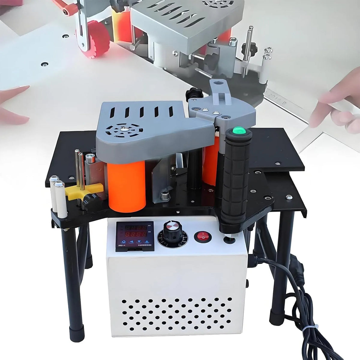 Bordatrice Portatile, velocità Regolabile 2-6 m/min, bordatrice Curva e Dritta, Kit per progetti di Lavorazione del Legno, Black