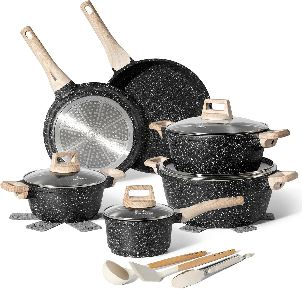 24/28cm set di pentole e padelle, Batteria, 28 cm, rivestimento antiaderente, per tutti i piani cottura, JUST PERFECTO