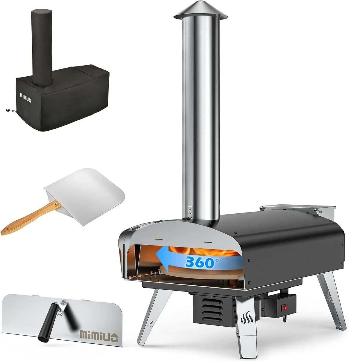 Forno elettrico per pizza, grill, pietra refrattaria, nero