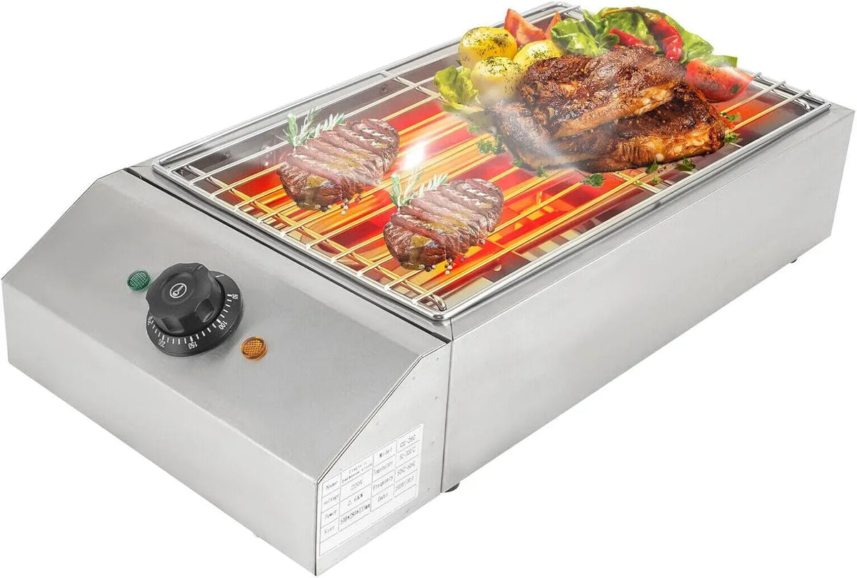 Barbecue, griglia, tavolo, 2600 W, 2 zone di temperatura, acciaio inox, per gocciolatura dell'olio per picnic