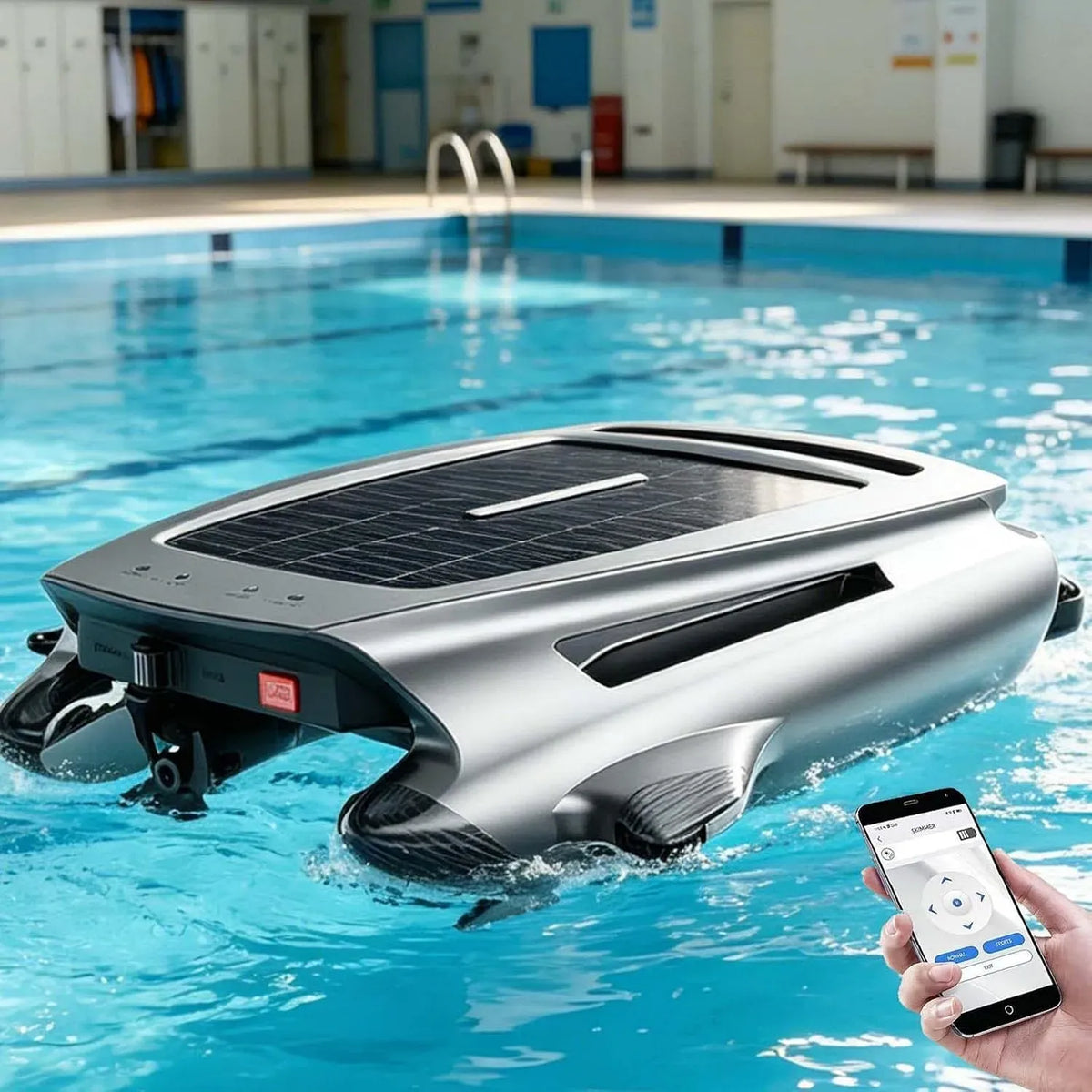 5200mAh 20h robot pulitore per piscina, Batteria, app, senza fili, grigio, per Piscina Solare Senza Fili 5200mAh