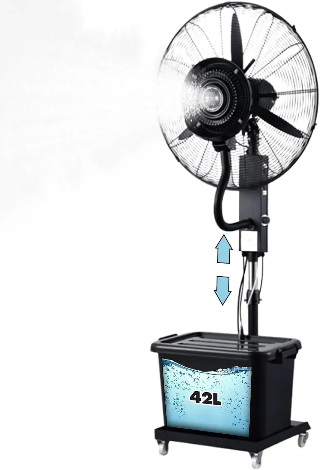 Ventilatore, 42 L, esterno, industriale, 3 velocità, oscillazione, ampio serbatoio, professionale, Oscillazione 90°