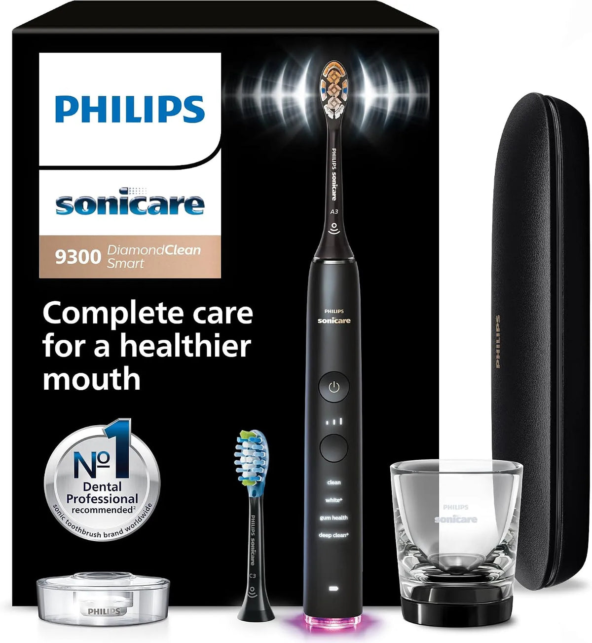 Philips serie 9300 HX9903/15 Sonicare DiamondClean Smart Electric, spazzolino ricaricabile per igiene orale completa, HX9903/15, nero