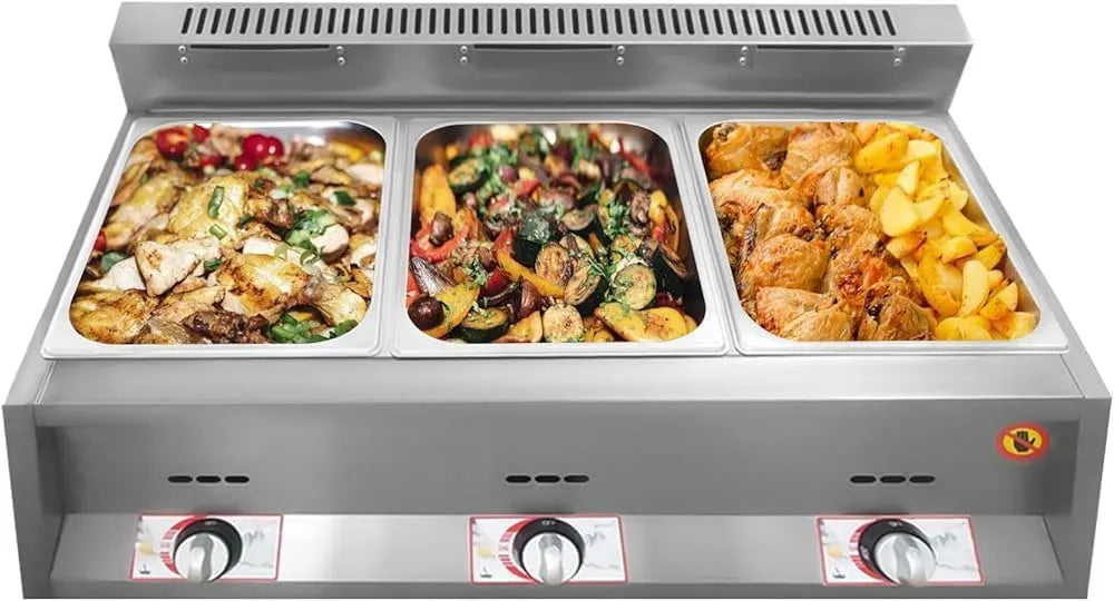 Scaldavivande a gas, struttura in acciaio inox, per friggitrice e vaporiera a vapore a bagnomaria dotato di temperatura regolabile, design da banco
