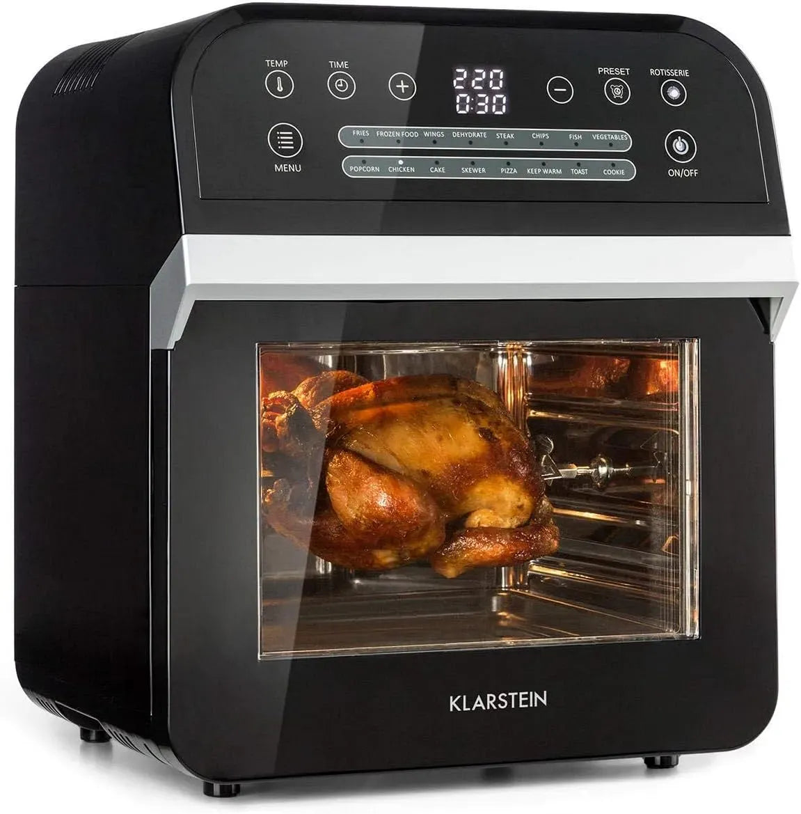 Klarstein Friggitrice ad aria, 12 L, 1600 W, 16 programmi, 50 a 230 °C, timer, effetto 3D, nero, Accessori in 5 Pezzi