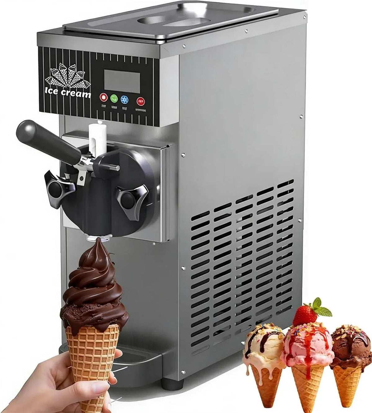 Congelatore, display LCD, freezer verticale, argento, Pulizia con Un Solo Pulsante E Display LCD, Resa di 4-5 L/H