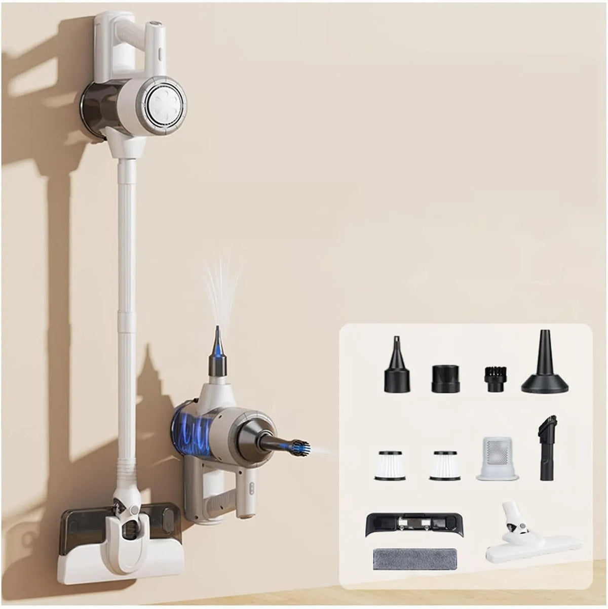 Aspirapolvere, portatile, ampio serbatoio, bianco, Lavapavimenti Senza Filo 5 in 1 Portatile, 400ml Serbatoio