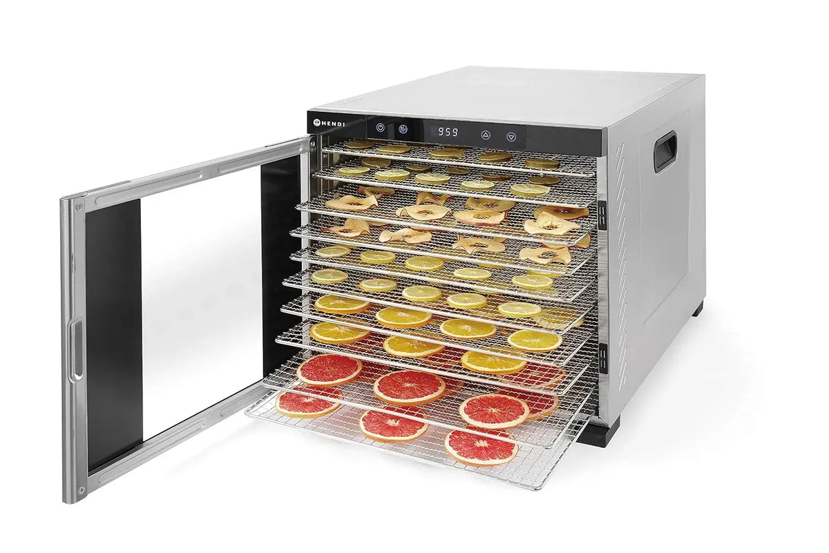 Asciugatrice, 1000 W, 35 a 75 °C, 230 V, HENDI 230V/1000W, timer, acciaio inox, 430x535x, 10 griglie, acciaio inossidabile, 416mm