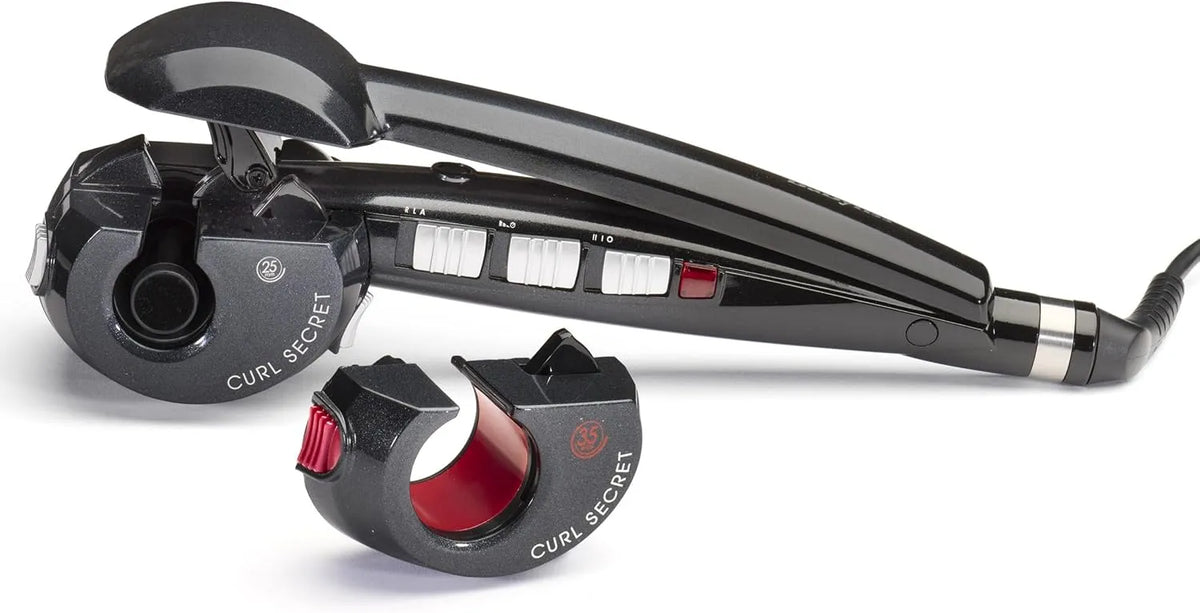 C1300E Arricciacapelli automatico, Nero, BaByliss Curl Secret Ionic 2, 2 cilindri intercambiabili, Temperature da 190°C a 230°C, 25-35 mm