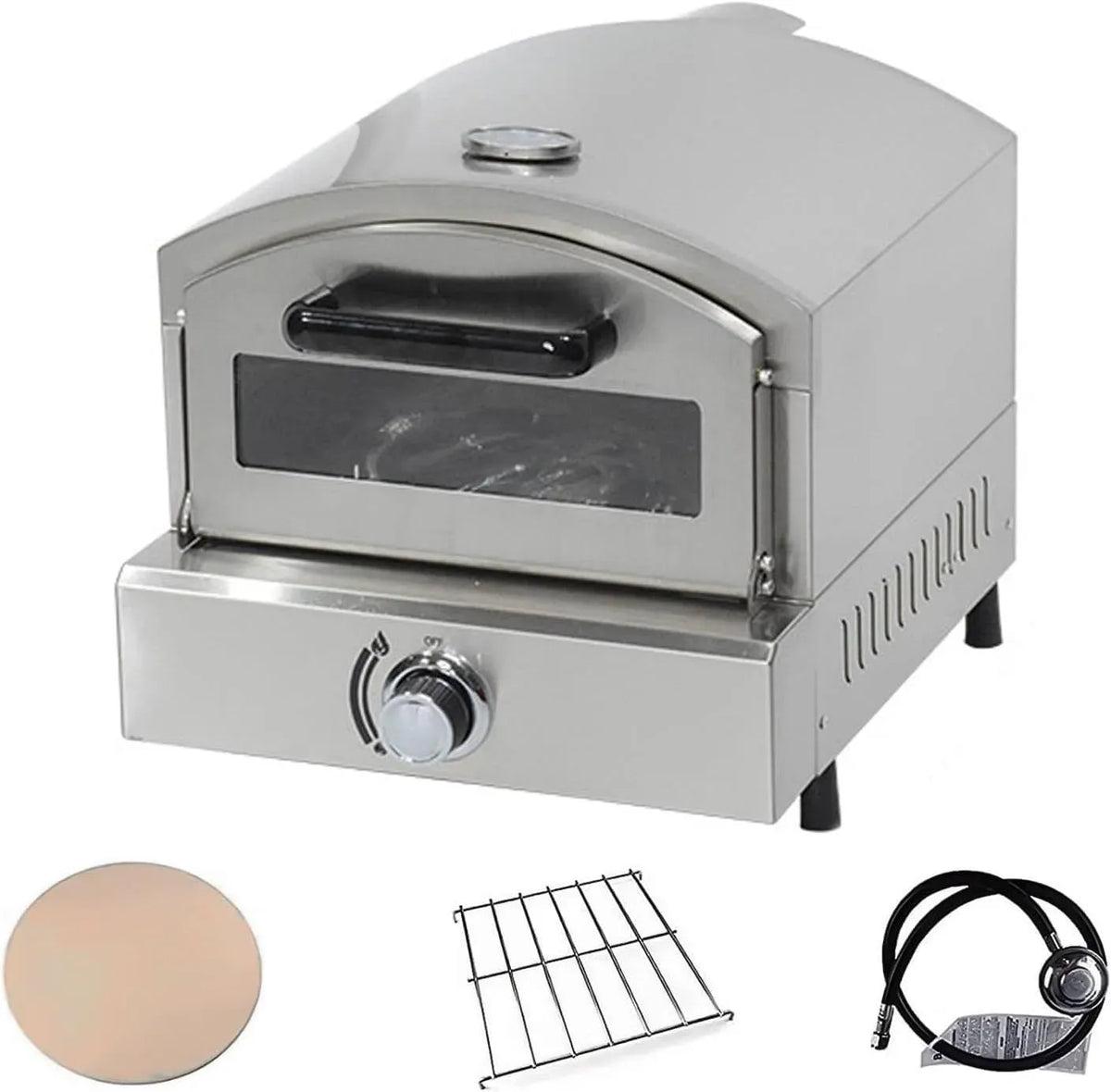 Forno elettrico per pizza, 12 pollici, portatile, acciaio inox