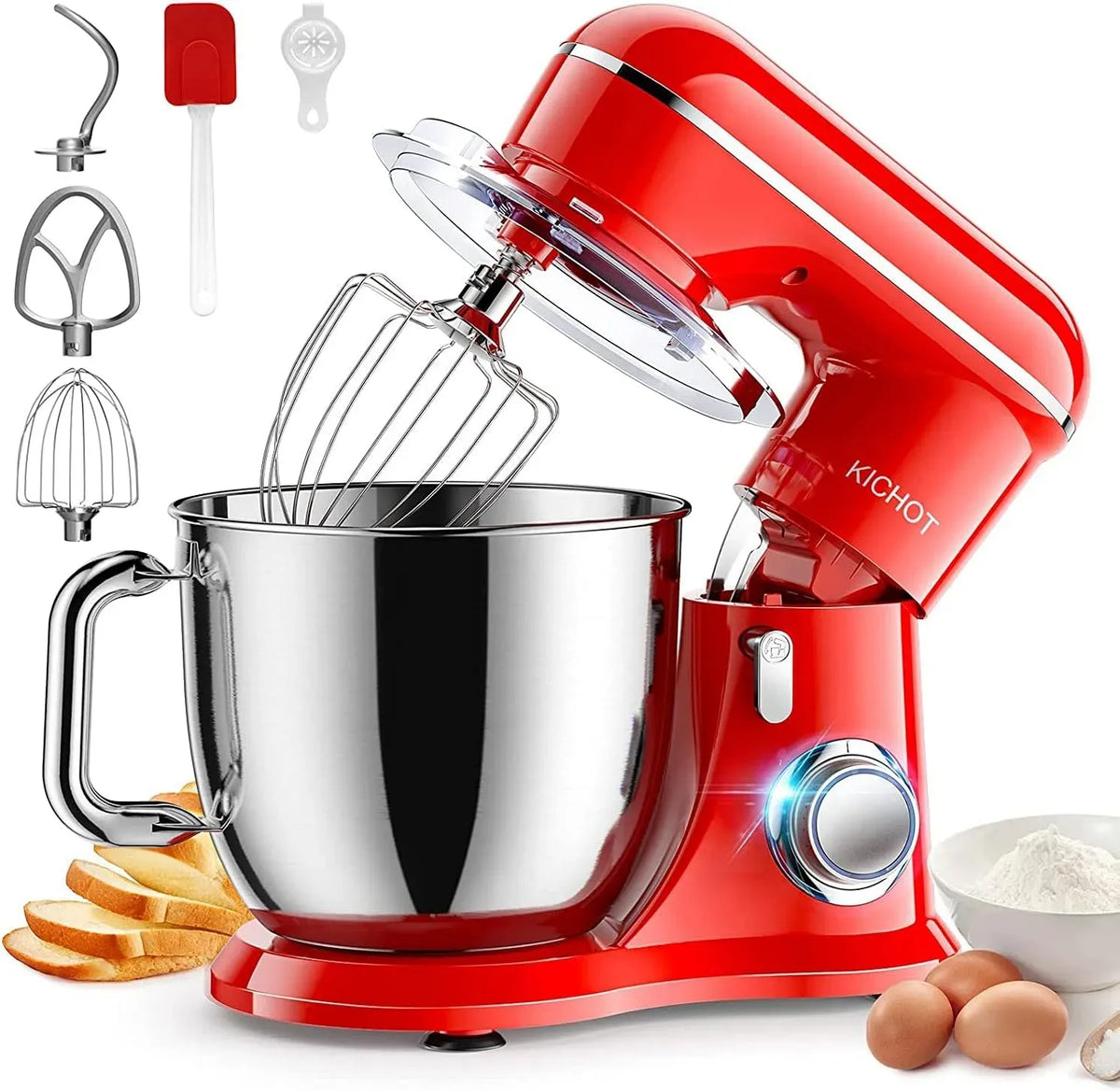 Robot da cucina, 4.5 L, 1300 W, rosso, Impastatrice Planetaria