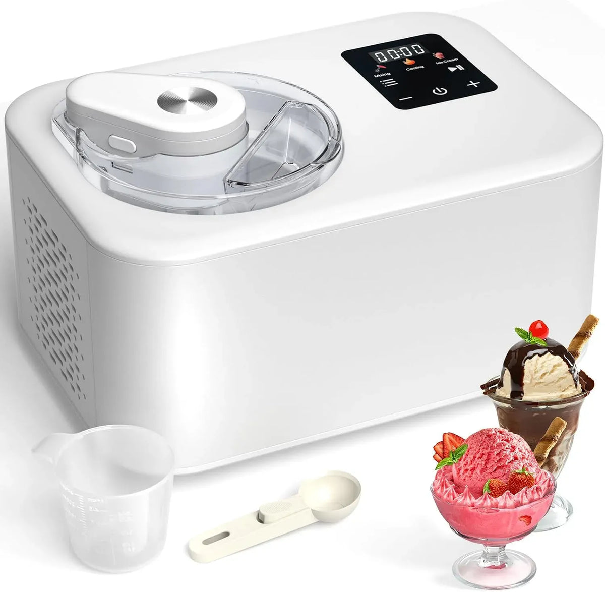Autorefrigerante Macchine Gelato, Gelatiera con Compressore 1,2L, 1,2 L