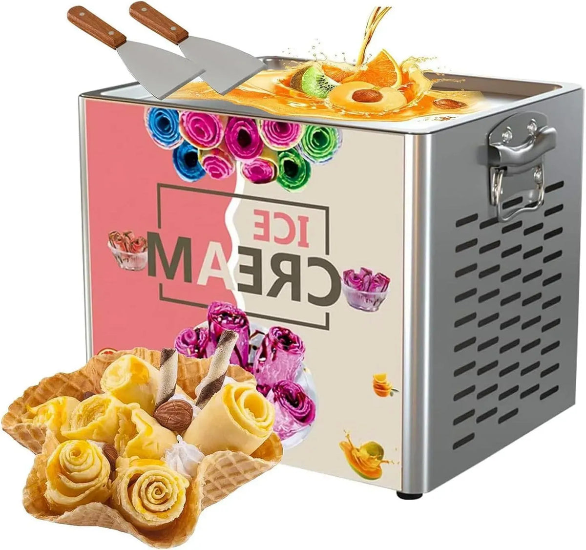 Macchina per gelato, piastra, macchina per gelato e sorbetto, 330 W, professionale, per gelato fritto allo yogurt