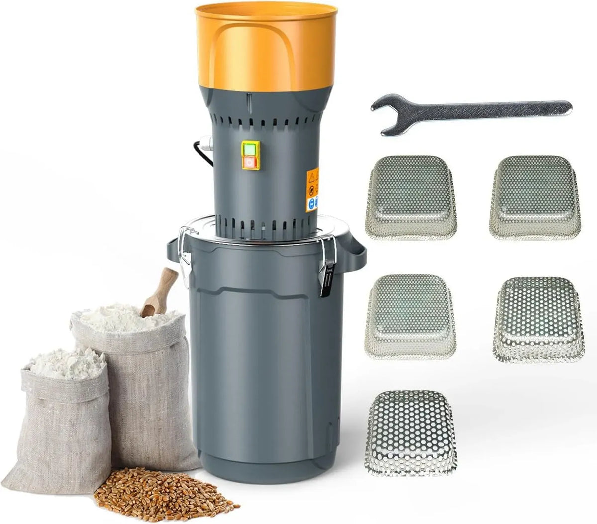 Mulino, macinatore elettrico, 25 L, 1000 W, 300 kg, professionale, per cereali con secchio da 25 litri