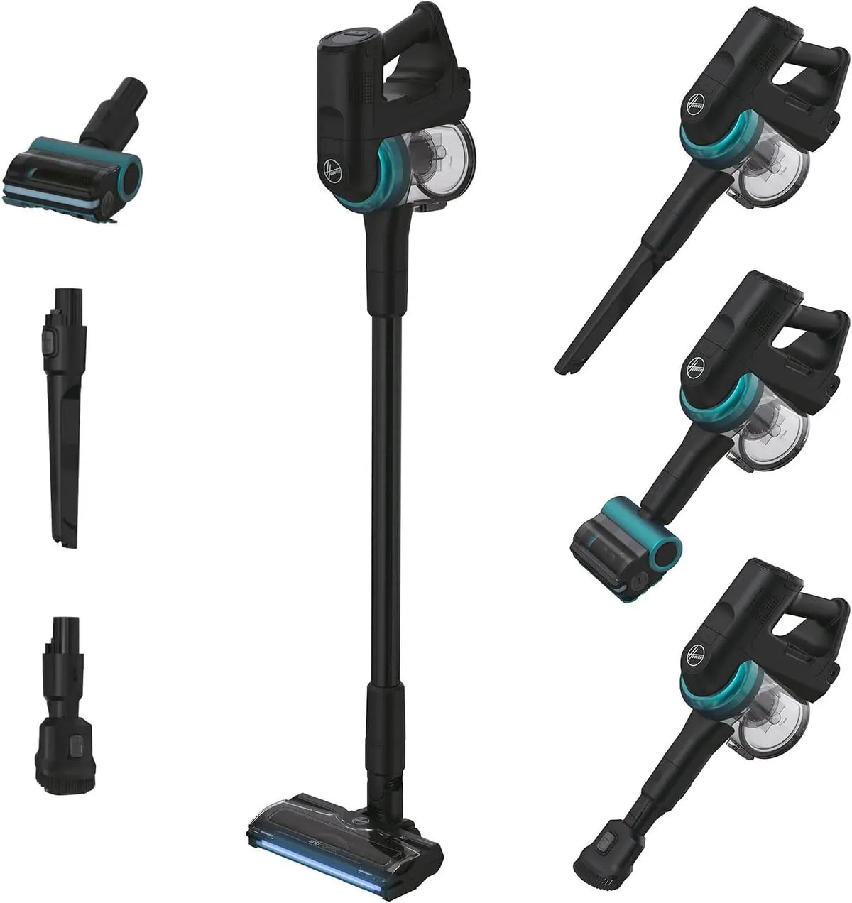Hoover HF410P Aspirapolvere, spazzola anti-groviglio con luci LED, manovrabilità a 360° per tutti i tipi di pavimenti