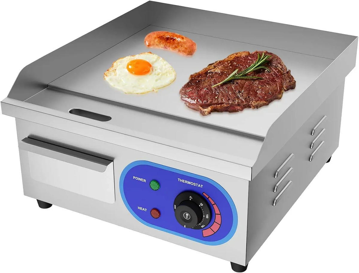 Padella grill, 14 pollici, 35,5 x 30 cm, 1700 W, 240 V, TAIMIKO V 1700, professionale, acciaio inox