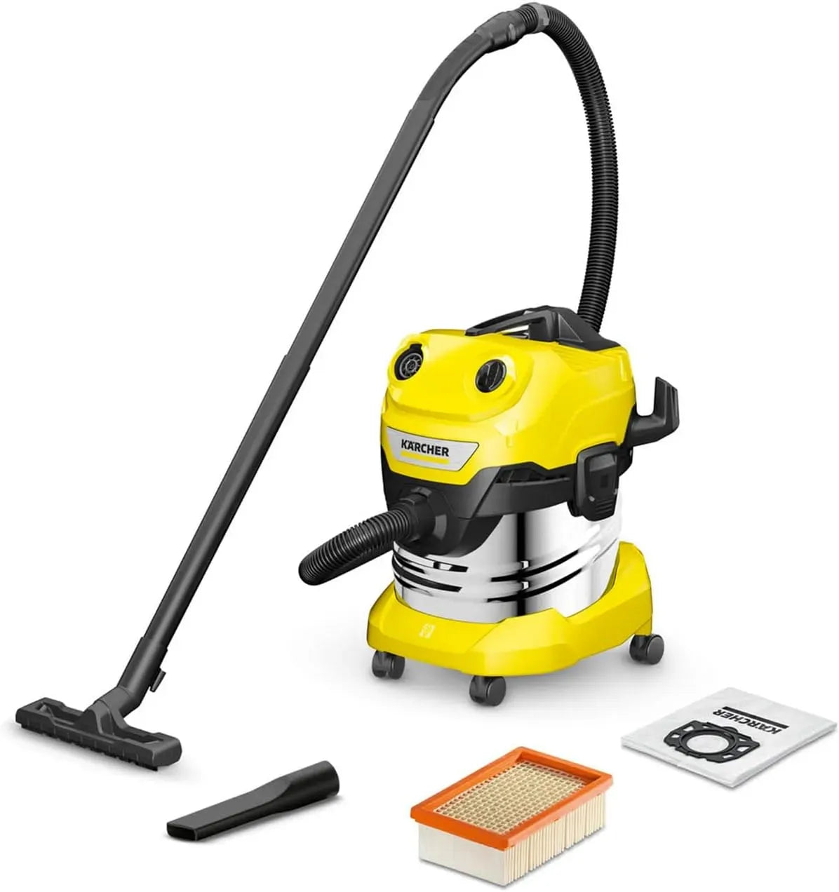 Kärcher WD 4 V-20/5/22 contenitore, filtro, 20 L, 1000 W, 2,2 m, acciaio inox, per pavimenti e fessure