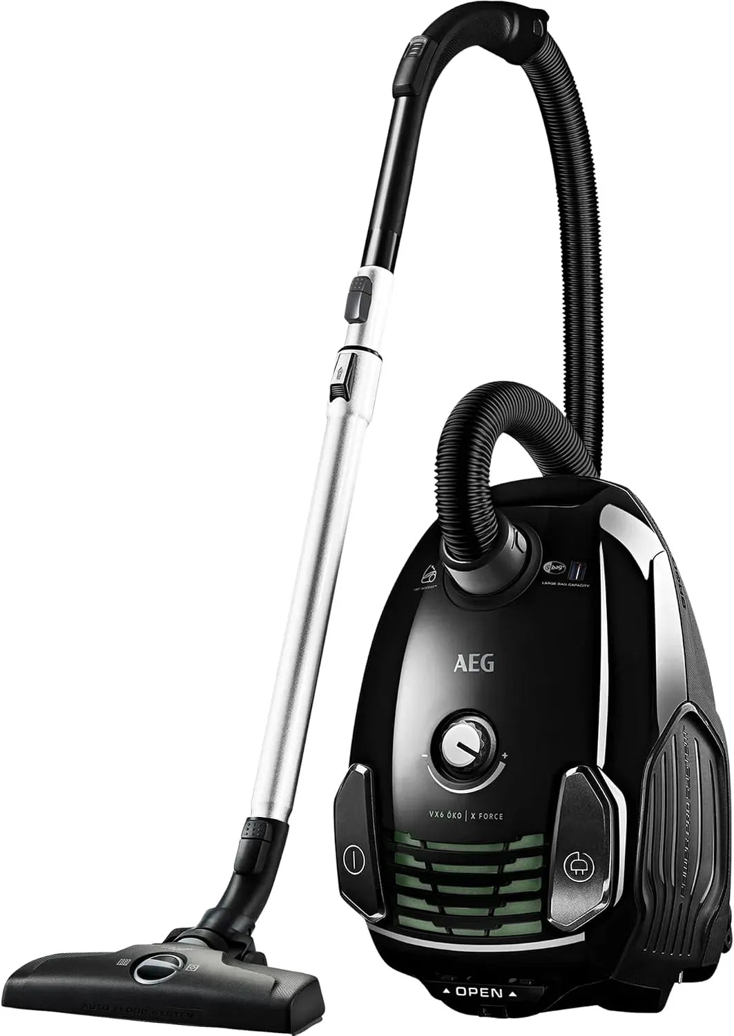 AEG Aspirapolvere, 800 W, nero, per Pavimenti Duri e Tappeti, 60% Materiale Riciclato, VX6-2-ÖKOX, Raggio d'Azione 9 m