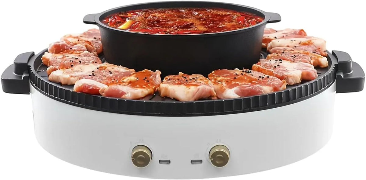 Pentola e padella bianco-2, 2000 W, grill, multifunzione elettrica con grill