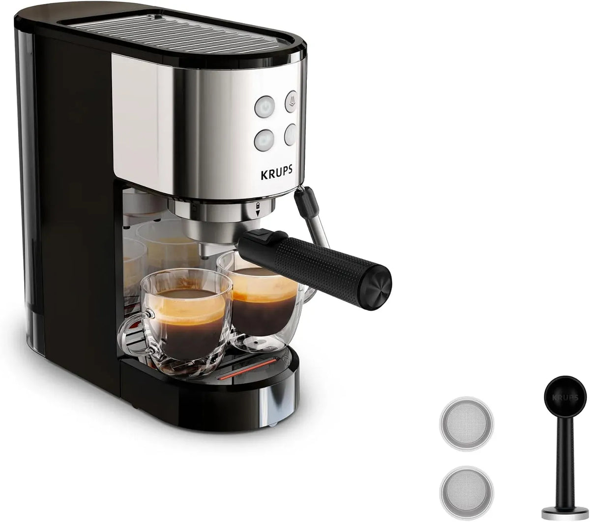 Krups XP441810 Accessorio per elettrodomestico, 4 programmi, acciaio inox, 15 bar, pannello di controllo a 4 funzioni