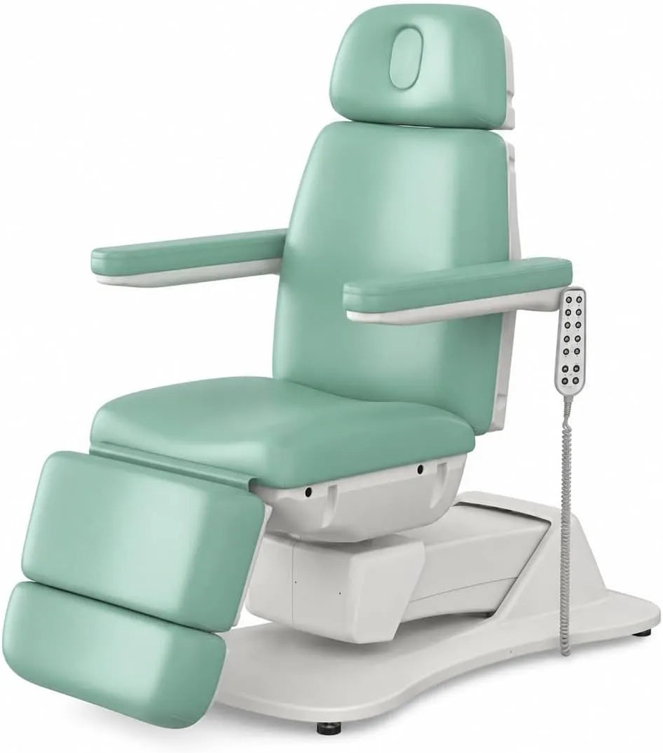 Poltrona, Poltrona estetica nera elettrica reclinabile 0°-82° foro viso 200 kg, 200 kg