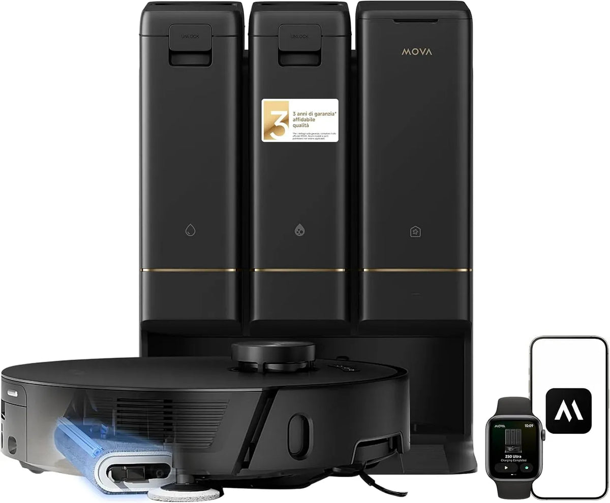 Robot aspirapolvere, MOVA Z50, nero, aspirapolvere robot, Ultra Robot Aspirapolvere Lavapavimenti