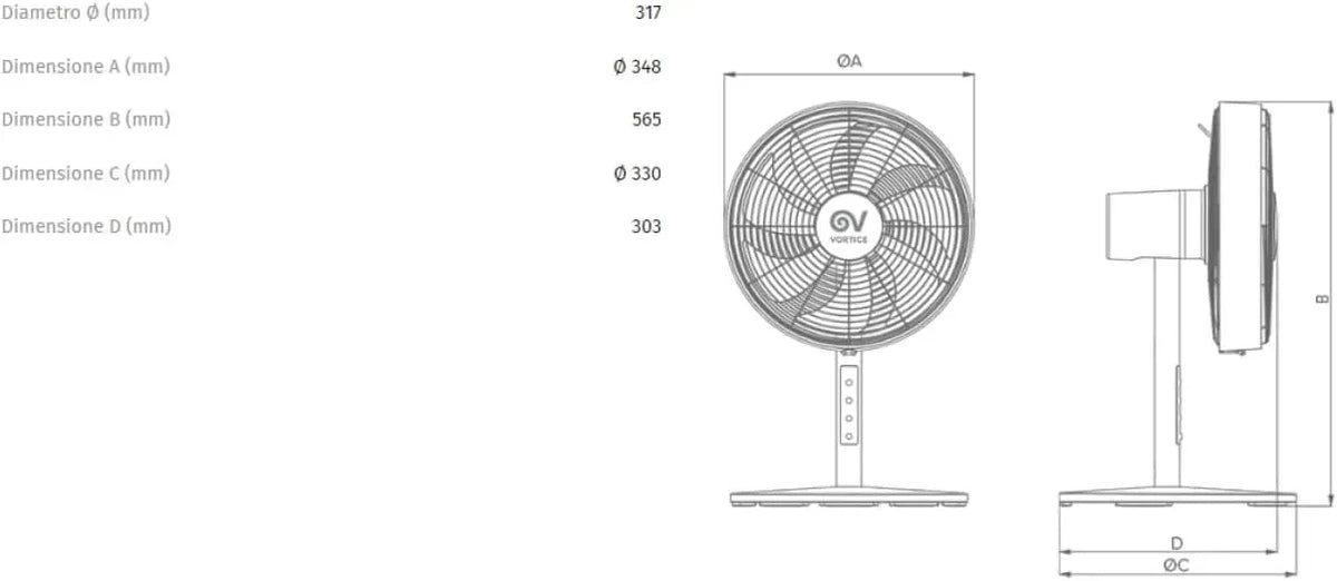 Ventilatore EVO 3012, timer, grigio, ventola per circolazione dell'aria, Vortice VENTILATORE GORDON GRIGIO da tavolo timer 0000060624