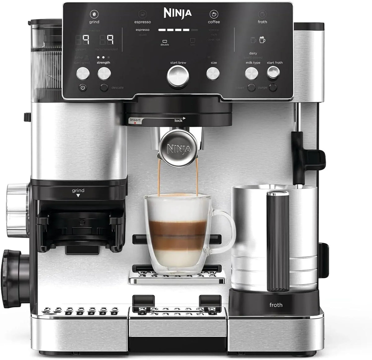 Ninja ES501EU Macchina da caffè, argento, caffettiera elettrica, Luxe Essential