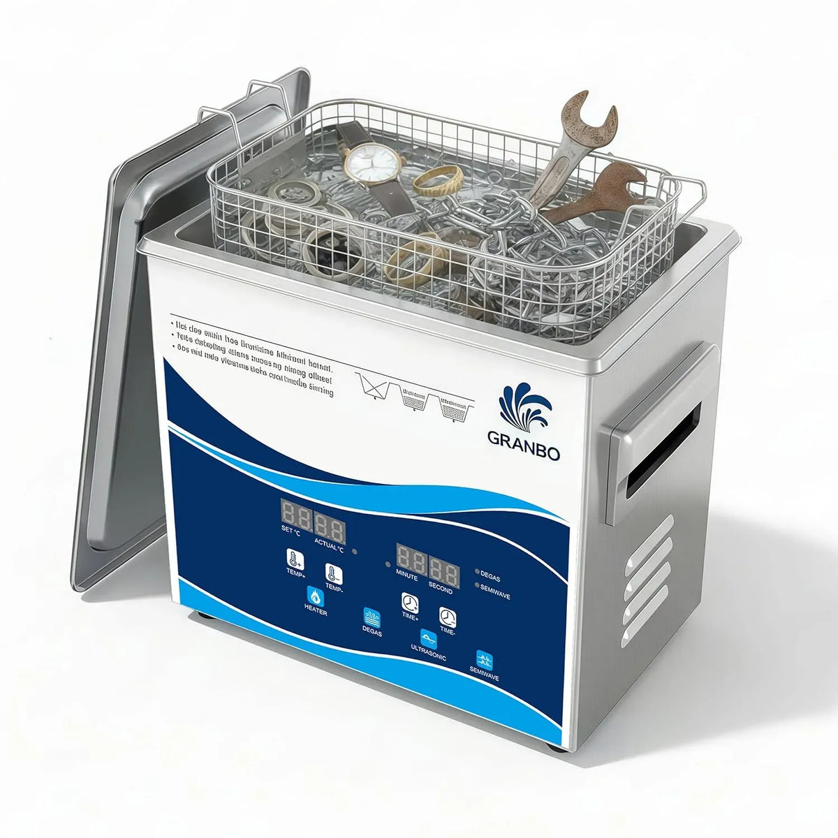 pulitore, 3,2 L, 120 W, timer, funzione riscaldante, per gioielli, GRANBO