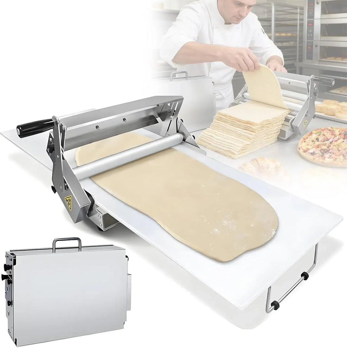 pasticceria, in acciaio inox, per Sfogliatrice manuale professionale per pasta e laminatrice pieghevole, per croissant, casa e uso commerciale