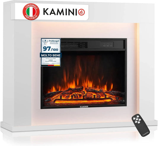 KAMINIO® Matti MODERN 38 Bianco Camino elettrico da appoggio
