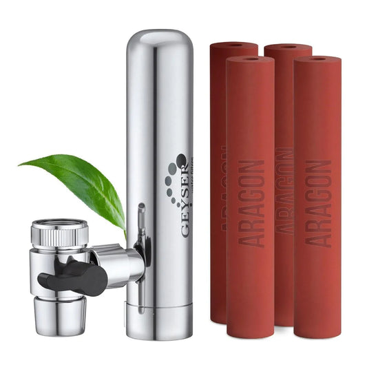 Rubinetto da cucina, GEYSER, EURO, miscelatore e rubinetto lavello, Filtro per Acqua di Rubinetto con Materiale Unico ARAGON