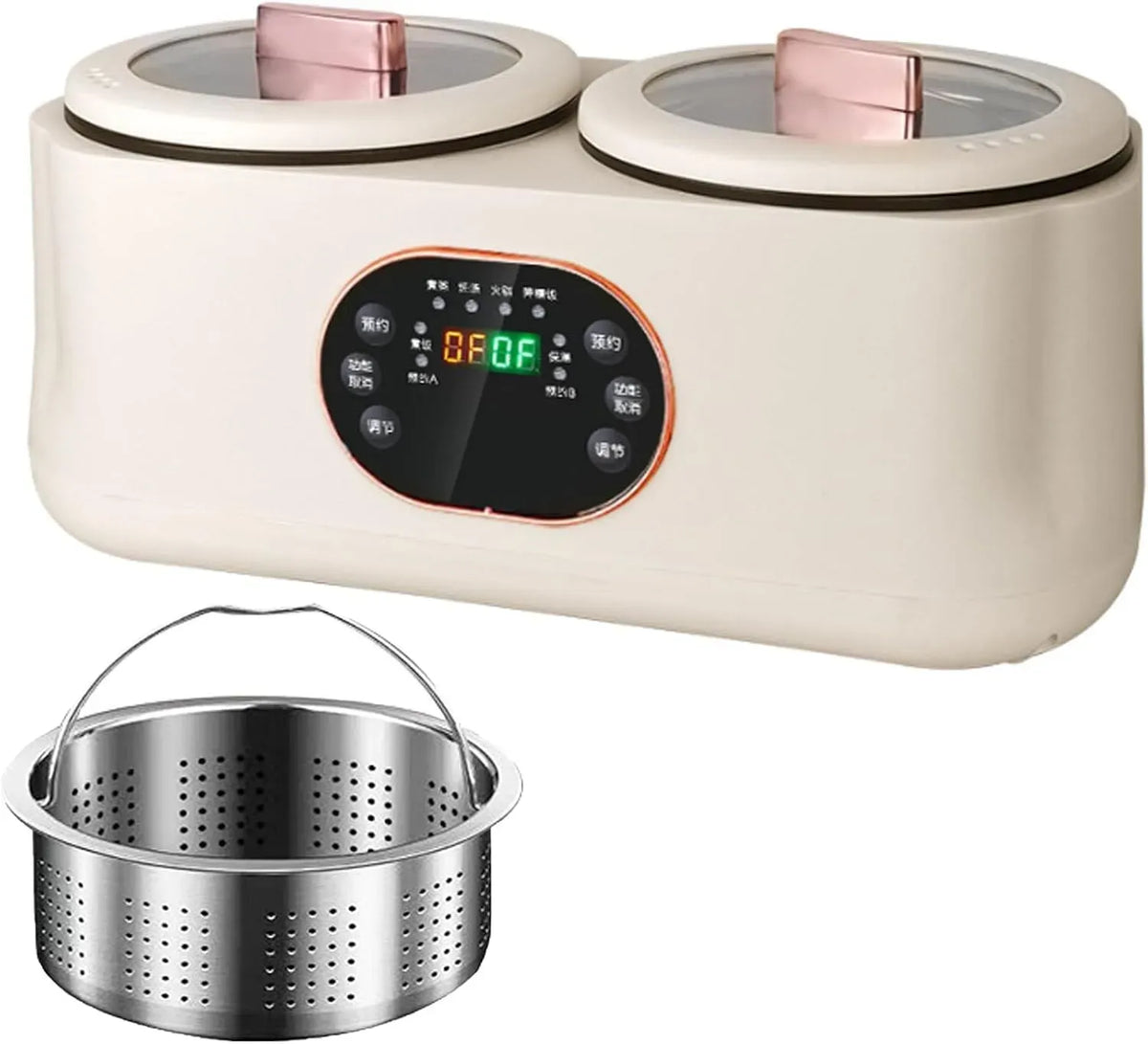 Pentola e padella 1.8L+1.8l, 1.8 L, 900 W, touch, 900W Smart Touch Screen Automatico Slow Cooker, 8 Ore Conservazione del Calore