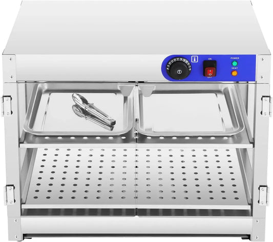 bancone caldo, sala da pranzo commerciale, 2 ripiani Gastro, 800 W, temperatura regolabile 30 ~ 85 °C, vetrina calda