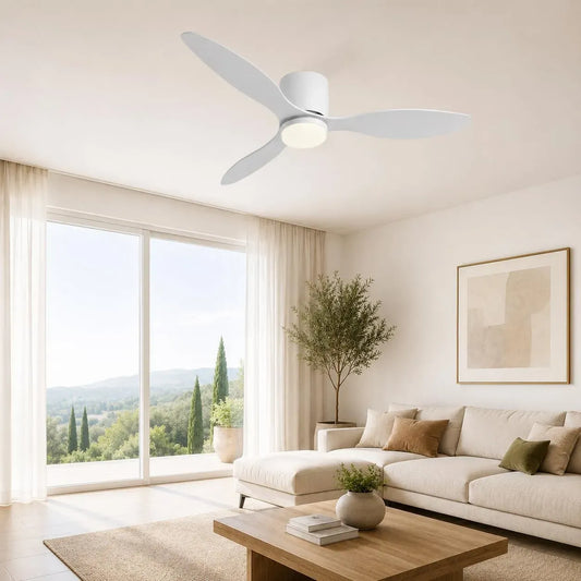 Ventilatore, 106cm, bianco, Motore DC Silenzioso con Telecomando e Luce Regolabile