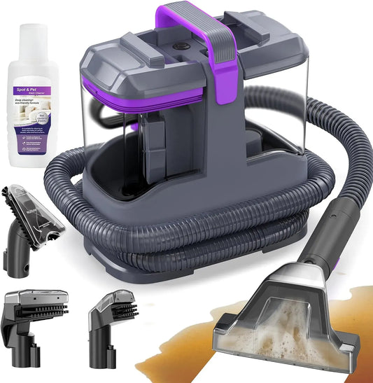 Lava Tappezzeria e Aspira per Divano, 450W 13kPa, per Tappeti e Auto, dotato di 3 Spazzole e Sistema a Doppio Serbatoio Autopulente, Portatile Leggero
