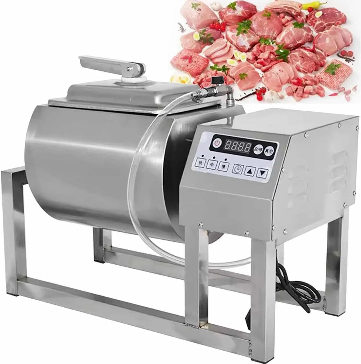 Per Carne, Verdure, Tumbler Marinatore Sottovuoto in Acciaio Inox 18 L Con Rotazione Bidirezionale, 3 Velocità, Realizza Un Marinaggio in Soli 15