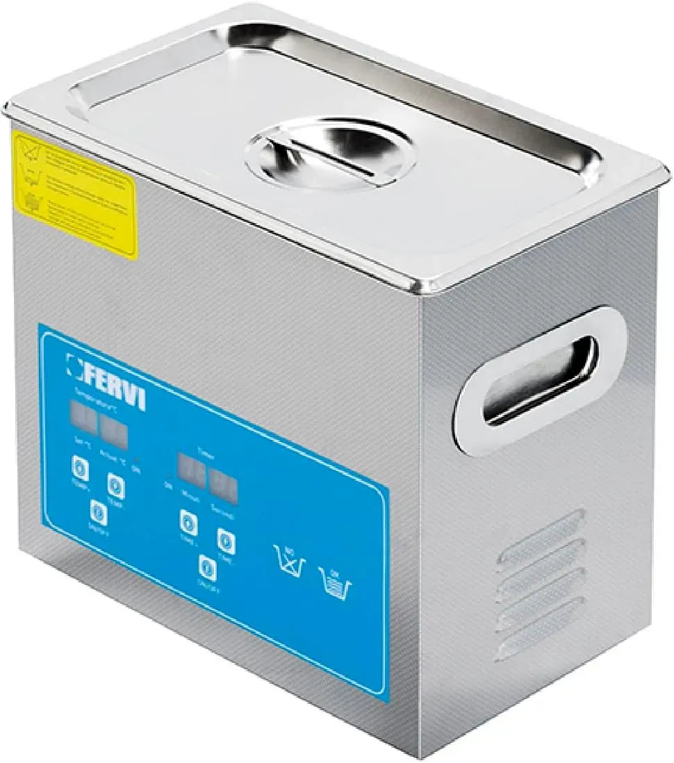 lavabo ad aria, Fervi Vasca di pulizia ad ultrasuoni, capacità 3,2 l, temperatura 0 °C, 80 °C, per pulizia profonda di utensili, in acciaio inox